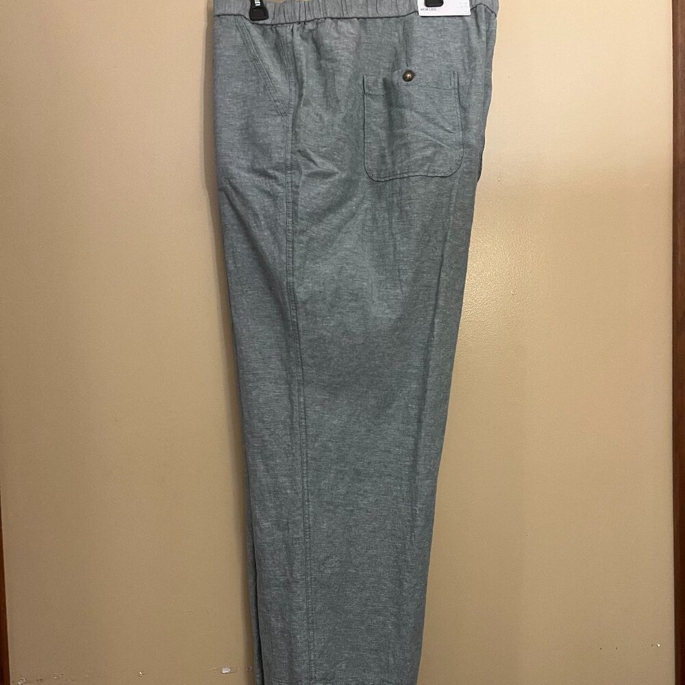 Liz Claiborne Linen Plus Womens Mid Rise Wide Leg Drawstring Pants Green, Sz 3X